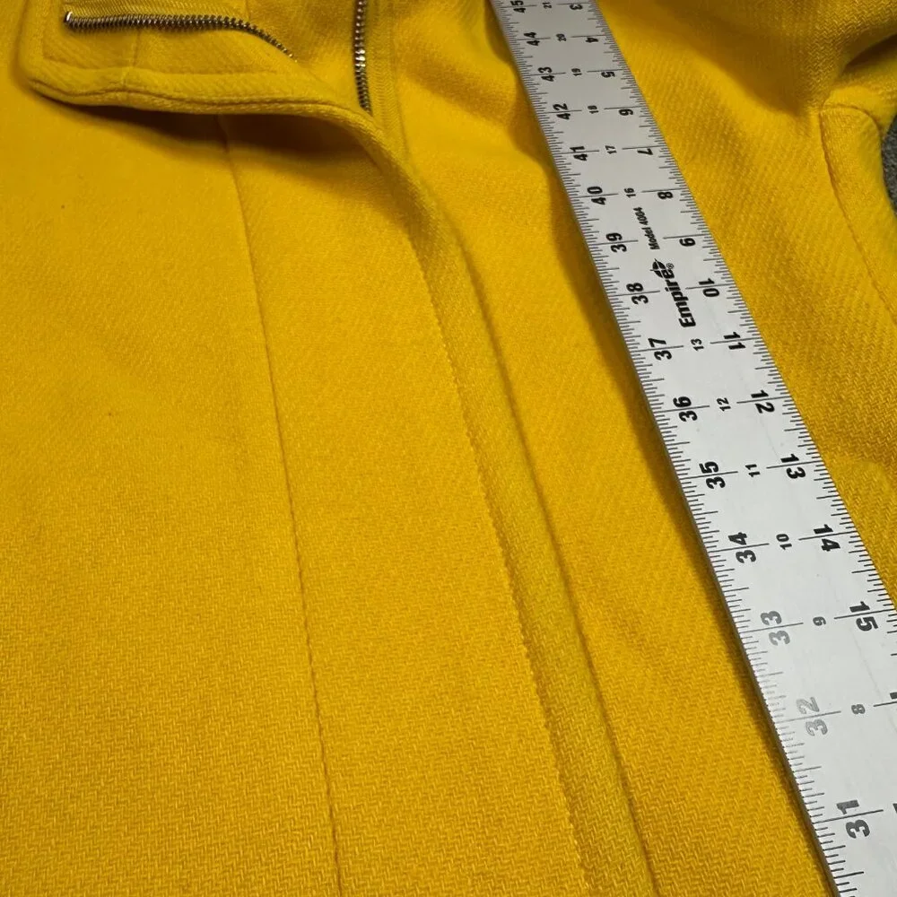 J. Crew Stadium Cloth Wool Nello Gori Winter Coat Yellow Full Zip Size 0 Petite - Picture 7 of 8